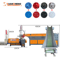 Single Screw Waste Plastic Pelletizer for PS/PMMA 240kg/h Water Cooling